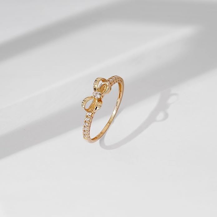 Essentials 10K Gold Dainty Bow Ring - Image 5
