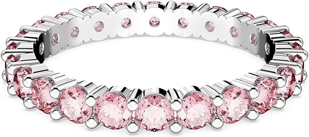 Matrix Crystal Ring , Round Cut, Prong Setting, Rhodium Finish