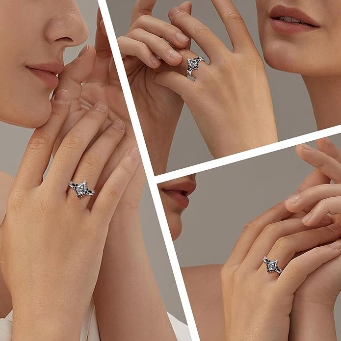 Natural Gemstone Rings Sterling Silver Engagement Rings for Women - Image 4