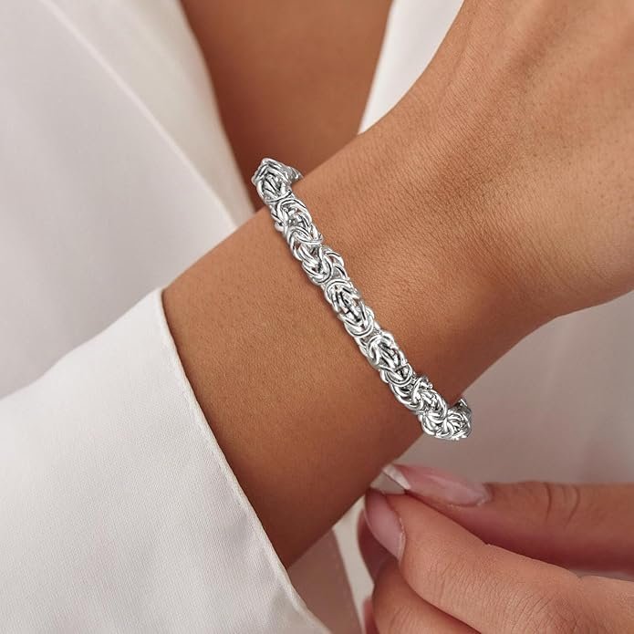 925 Sterling Silver Byzantine Bracelet for Women - Image 2
