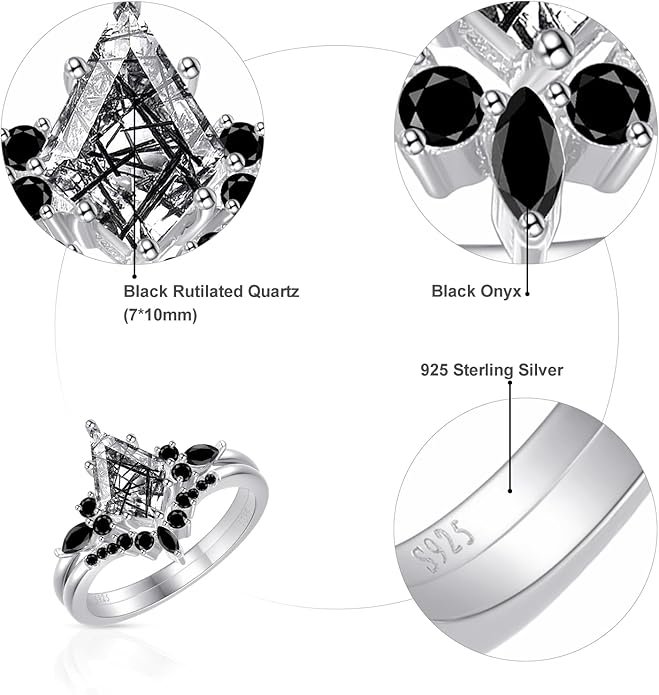 Natural Gemstone Rings Sterling Silver Engagement Rings for Women - Image 2