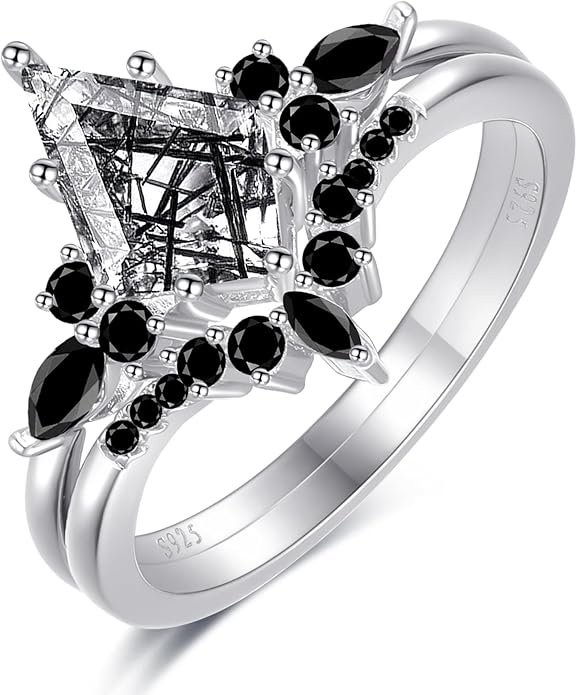 Natural Gemstone Rings Sterling Silver Engagement Rings for Women - Image 3