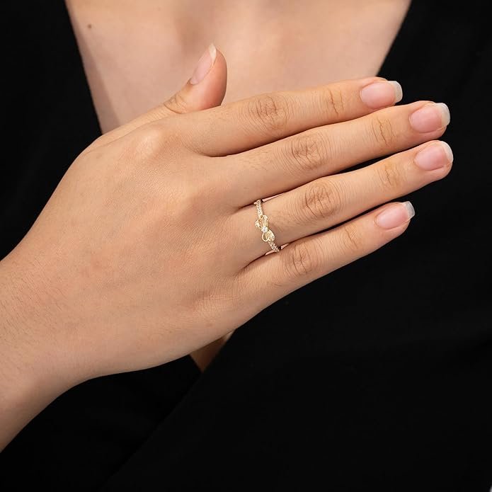 Essentials 10K Gold Dainty Bow Ring - Image 4